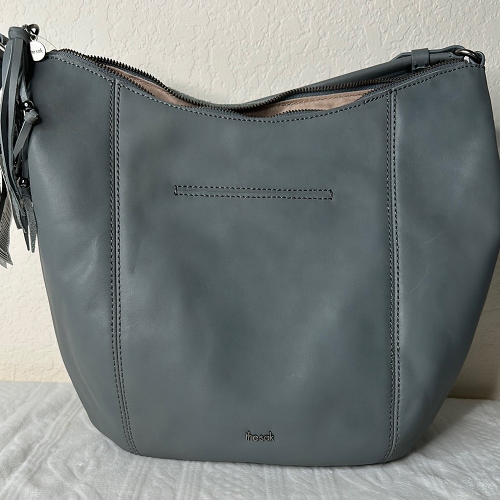 The Sak Slate Blue Leather Hobo Bag
